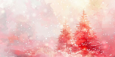 Canvas Print - A beautiful painting of a Christmas tree in the snow. Ideal for holiday decorations