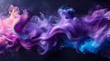 Image Of A Liquid Swirl In Purple And Blue Colors On A Black Background With A White Border