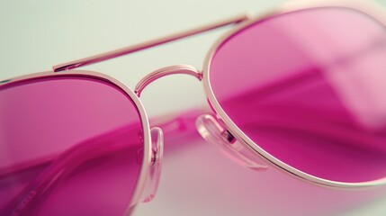 Aufkleber - Pink sunglasses placed on a table, suitable for summer fashion concept