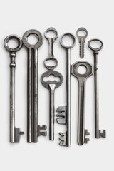 Poster - Collection of old keys, suitable for vintage or antique design projects