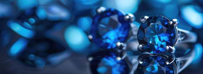 Poster - Close up of a ring with blue crystals, perfect for jewelry designs
