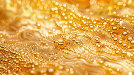 Poster - Detailed shot of gold cloth with pearl embellishments, ideal for luxury and fashion concepts