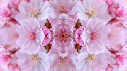 Poster - Close up of a bunch of pink flowers, perfect for floral backgrounds or spring concepts