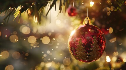 Poster - Close up of a Christmas ornament on a tree. Perfect for holiday designs