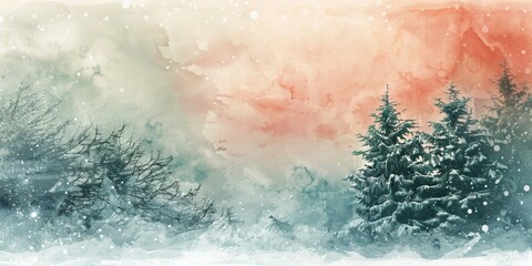 Canvas Print - A beautiful painting of a winter scene, perfect for seasonal projects