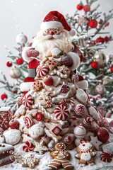 Aufkleber - Festive Christmas tree made out of delicious cookies and colorful candy, perfect for holiday designs