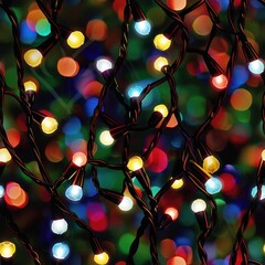 Poster - A detailed view of a string of lights. Perfect for holiday-themed projects