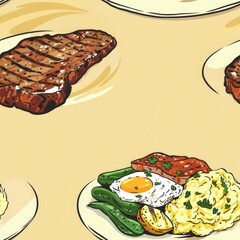Poster - A variety of food on a plate, suitable for food blogs or restaurant menus