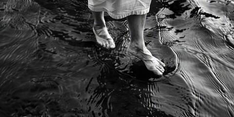 Poster - A person standing in water, suitable for various concepts