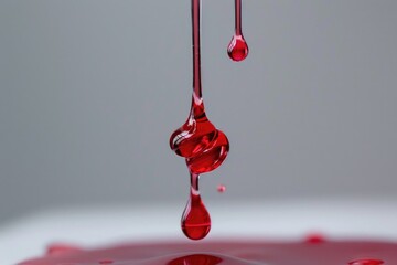 Poster - A dramatic image of a red liquid droplet falling down. Suitable for various graphic design projects