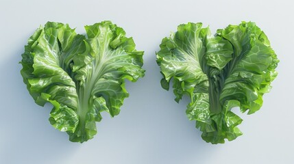 Wall Mural - Close-up of two green lettuce leaves, perfect for healthy eating concepts