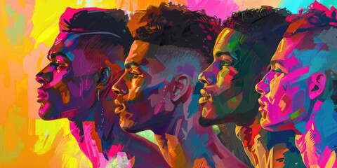 Poster - Group of people with different skin colors. Suitable for diversity and unity concepts