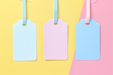 Aufkleber - Colorful tags hanging on a string, perfect for product labeling