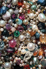 Poster - A pile of colorful beads and necklaces. Great for jewelry making projects