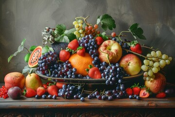 Aufkleber - Fresh fruit in a bowl, perfect for healthy eating concept