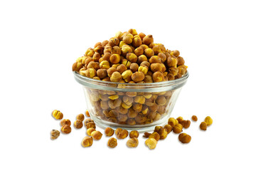 Wall Mural - roasted chickpeas beans also known in india as gram,bengal gram,chana,chhana,garbanzo,used for indian snacks like chana masala,falafel,chana dal,chana jor garam,cutout in transparent background,png 