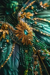 Aufkleber - A detailed view of a green and gold dress. Perfect for fashion and luxury concepts