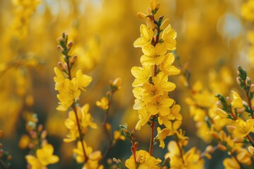 Poster - A bunch of yellow flowers in a field, suitable for spring themes