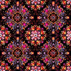 Poster - Vibrant floral design on dark backdrop, ideal for various projects