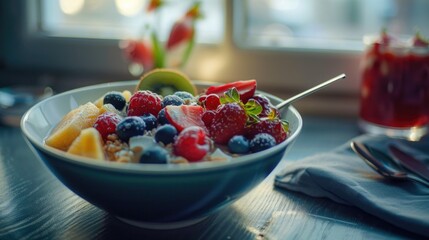 Aufkleber - Fresh fruit in a bowl, perfect for healthy lifestyle concept