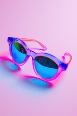 Aufkleber - A pair of stylish sunglasses on a vibrant pink background. Perfect for fashion or summer-themed projects