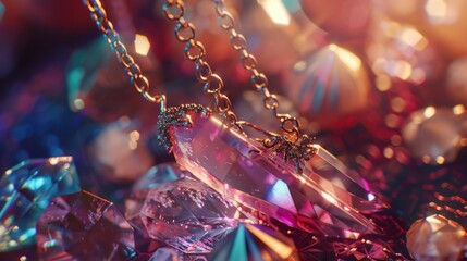 Poster - A close up of a bunch of crystals on a table. Perfect for home decor or spiritual websites