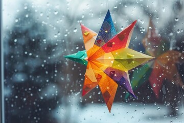 Poster - Origami decorations in rainy weather, suitable for various projects