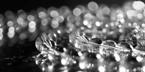 Poster - A collection of beads in black and white. Suitable for various design projects