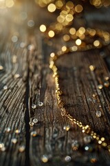 Poster - A close-up of water droplets on a wooden surface. Perfect for use in nature-themed designs