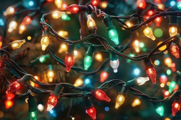 Poster - A festive close up of colorful Christmas lights. Perfect for holiday designs