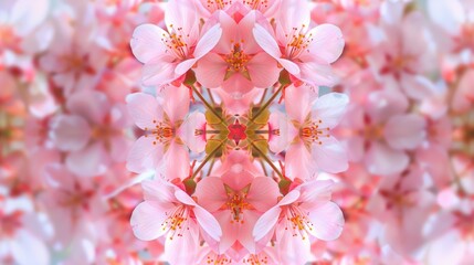 Poster - Close up of pink flowers on a tree, perfect for springtime themes