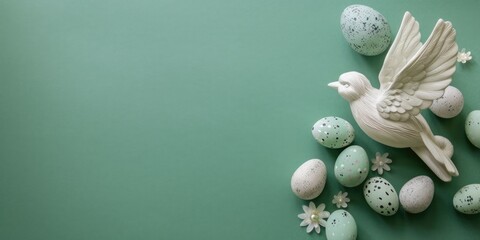 Poster - White bird sitting on a pile of eggs, suitable for nature and wildlife concepts