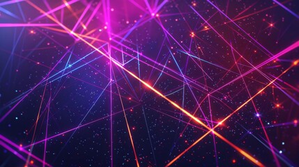 Aufkleber - An intricate digital rendering of a network with multicolored lines and nodes, suggesting connectivity and complexity