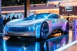 © Nicole - A futuristic electric car at an expo.