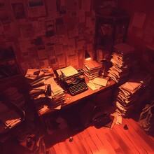 Investigate The Enigmatic World Of A Private Detective With This Stylish And Cluttered Office Image.