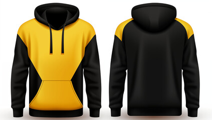 Black yellow hoodie template for your design mockup for print isolated on white background Logo Placement and Branding