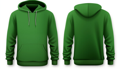 Wall Mural - Green hoodie template for your design mockup for print isolated on white background Logo Placement and Branding