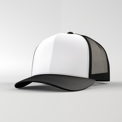 Wall Mural - A stylish white black baseball cap perfect for a day out in the sun black baseball cap Shirt Mockup for Product Design logo Placement and Branding concept