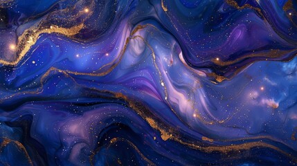 Aufkleber - Captivating navy blue background intertwined with golden swirls gives an impression of both luxury and mysticism
