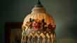 Knitted creative lampshade with natural embroidery