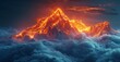 A mountain with a fire on top of it