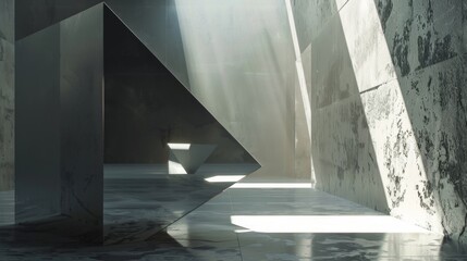 Aufkleber - This image captures the interplay of light and shadows within a minimalist geometric setting, providing an abstract and thought-provoking visual