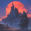 Majestic Ghost Castle Sunset: Enchanting Fantasy Realm