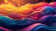 A background of bright, colorful waves. Trendy graphic art with colorful waves and vivid colors with soft bokeh effect.
