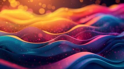 Wall Mural - A background of bright, colorful waves. Trendy graphic art with colorful waves and vivid colors with soft bokeh effect.