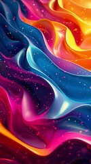 Wall Mural - A background of bright, colorful waves. Trendy graphic art with colorful waves and vivid colors with soft bokeh effect.
