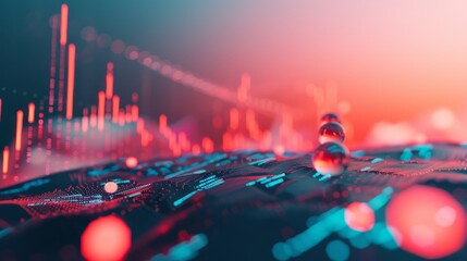 Poster - A surreal composition featuring isolated 3d renderings of stock market trends AI generated illustration