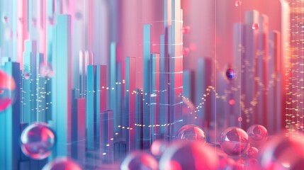 Poster - A surreal composition featuring isolated 3d renderings of stock market trends  AI generated illustration