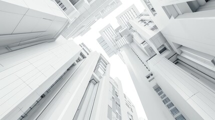 Poster - White architectural minimalism background or screensaver. Future urbanistic theme. Top view. AI generative.