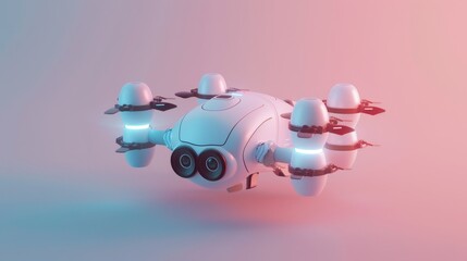 Poster - A unique 3d render of an abstract cute flying gadget   AI generated illustration